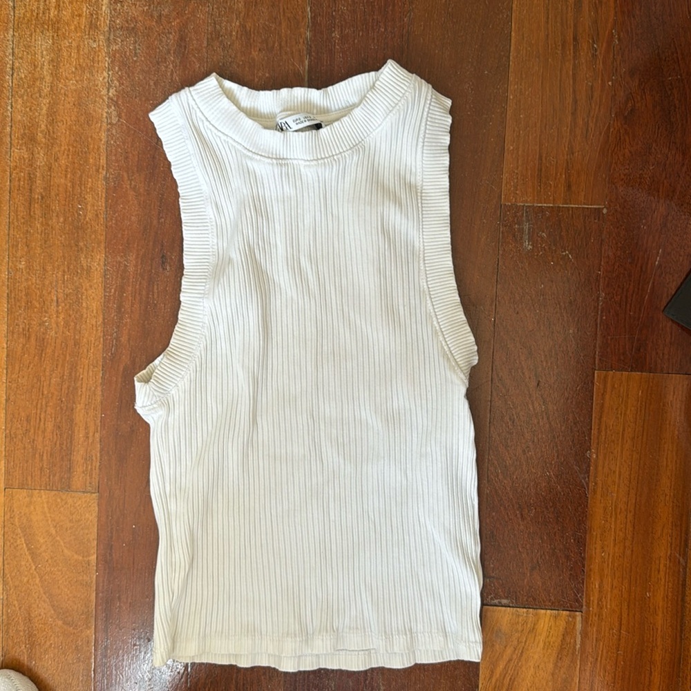 Zara white ribbed tank